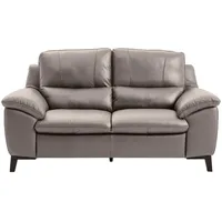 Livetastic 2-Sitzer-Sofa, Grau, Holz, Kombination Echtleder/Lederlook, Semi-Anilinleder, 174x97x95 cm, Made in EU, Rücken echt, Wohnzimmer, Sofas & Couches, Sofas, 2-Sitzer Sofas