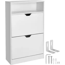 TECTAKE Schuhschrank Calea mit 2 Kippfächern für 12 Paar Schuhe