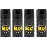 4 Stück KO Security CS-Spray 40 ml – Breitstrahl Personenabwehrspray mit BKA-Zulassung - modernes Design - kompakt und diskret