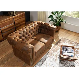 Massivmoebel24 Sofa 148x86x72 braun Chesterfield,