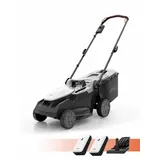Litheli Akku Rasenmäher, 2 x 20V, 38cm Schnittbreite, Brushless, bis 300 m2, 40L Fangkorb, 25-75 mm Schnitthöhe, Rasenmäher Akku inkl. 2 x 4,0 Ah Akkus