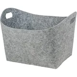 LaFiore24 Stabiler Korb Filz Aufbewahrungskorb Handtücher Spielzeugaufbewahrung Zeitungen kleines Kaminholz oval hell grau Gross