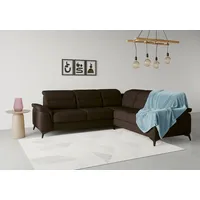 Ecksofa SIT & MORE "Sinatra L-Form", braun (dunkelbraun), B:251cm H:85cm T:231cm, 100% Polyester, Sofas, Ecksofa, optinal mit Kopfteilverstellung und Armteilfunktion, Metallfüße