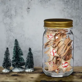 Cepewa Holz-Adventskalender Einmachglas 7,5x13cm 25tlg