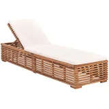 vidaXL Sonnenliege mit Creme Kissen Teak Massivholz