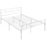 Yaheetech Bettgestell Metallbett mit Kopfteil, Einzelbett/Doppelbett Metallbettrahmen, 90-160 cm (B) weiß 140 cm x 200 cm