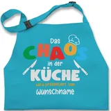 Kinderschürze Kinder Jungen Mädchen - Kochschürze - Das Chaos in der Küche wird präsentiert von Name Küchenschürze lustig Hobbykoch Geschenk Schürze lustig I Kochen Geschenk mit Spruch - 7-13 Jahre