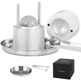 Vevor Eiswürfelbereiter Eiswürfelformen Satz 60 mm, Eiswürfelform Eiskugelform mit Eiszange & Tropfschale, Alu Strapazierfähige Eiswürfelformen Eiswürfelbehälter Whisky Americano, Saft & Milch Silber