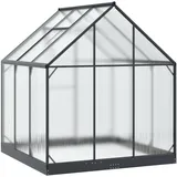 vidaXL Gewächshaus verzinkt Grau Blankglas 183,5 cm 3,38 m2