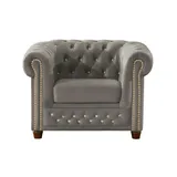 S-Style Chesterfield Sessel Cleo Blink Samt 104 x 72 x 0 cm Grau
