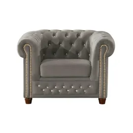 S-Style Chesterfield Sessel Cleo Blink Samt 104 x 72 x 0 cm Grau