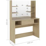 vidaXL vidaXL, Schminktisch mit Led-beleuchtung 100x40x135 cm) Mdf Eiche-optik