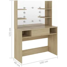 vidaXL vidaXL, Schminktisch mit Led-beleuchtung 100x40x135 cm) Mdf Eiche-optik