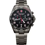 Victorinox Herren Armbanduhr Fieldforce Sport Chrono Ø 42mm, Swiss Made, Analog Quarz, Wasserdicht bis 100m, 3-Fach Saphirglas, Edelstahl Armband, Schwarz, 241890