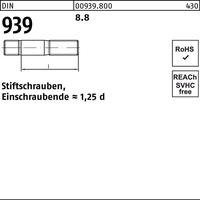 Industrial Quality Supplies DIN 939 Stiftschraube M20x110 Stahl 8.8