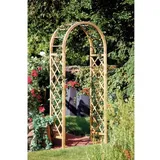Rosenbogen aus Holz – 90 cm Durchgangsbreite, aus Kiefernholz, mit Rankgittern, druckimprägniert, Bausatz zur Selbstmontage für Garten & Terrasse