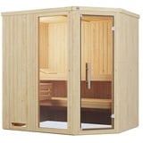 Weka Sauna Varberg 1 / 5,4 kW Kompaktofen mit integr. Steuerung Ganzglastür und Fensterelement inkl. gratis Sauna-Set im Wert von 240,40 € (10-teilig)