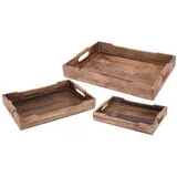 Meinposten. Tablett Serviertablett Holz Mango braun Holztablett Deko Dekotablett Dunkelbraun (Mittel (38 x 25 cm))