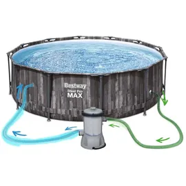 BESTWAY Steel Pro Max Frame Pool Set 549 x 122 cm lichtgrau inkl. Filterpumpe