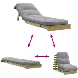 vidaXL Futon Schlafsofa mit Matratze 60x206x11 Kiefernholz Imprägniert