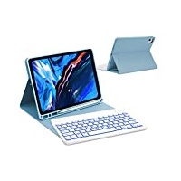 IVEOPPE Ipad air 5 Hülle mit Tastatur 2022, ipad Air Tastatur fur iPad Air 4 2020 10.9" /iPad 11 Pro 11", ipad pro 11 Tastatur Magnetisch Abnehmbarer QWERTZ Bluetooth Tastatur Schutzhülle, Hellblau