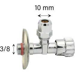 Eckventil mit Rosette 3/8` x 10 mm selbstdichtend