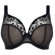 Elomi Damen Charley Blumenstickerei, Tief, Dd+ BHS Plunge-BH, Durchsichtig, Jet, 75G - 75J