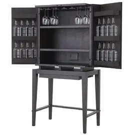 Casa Padrino Luxus Weinschrank Anthrazitgrau / Bronze 82,5 x 51 x H. 168 cm - Mahagoni Barschrank mit 2 Türen - Barmöbel - Luxus Qualität