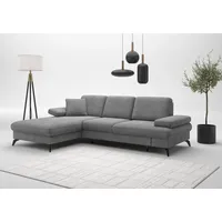 sit&more Ecksofa »Morris Jubi L-Form, inklusive XXL-Liegefläche, bzw. Schlaffunktion«, Bettfunktion, Armteilverstellung und 1 Zierkissen grau