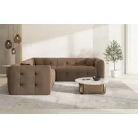 Sofa Dreams Ecksofa Sofa Polsterstoff Eckcouch Samt Lounge Couch Sevilla L Form, Chesterfield Design braun