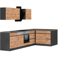 Kochstation Küche »KS-Riesa«, Stellbreite 340x150 cm, wahlweise mit oder ohne E-Geräte, grau