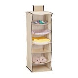 Relaxdays Hängeregal Kleiderschrank, 6 Fächer, Stoff, H x B x T: 96 x 32 x 31 cm, Kleiderorganizer zum Aufhängen, beige