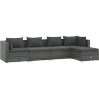 vidaXL Lounge Set 5-tlg. Polyrattan Kissen anthrazit/grau