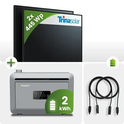890Wp Balkonkraftwerk 2x445Wp Trina Solar Fullblack Growatt NEXA 2kWh Speicher