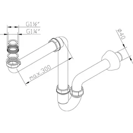 Tg Raumsparsiphon 1 1/4 Zoll