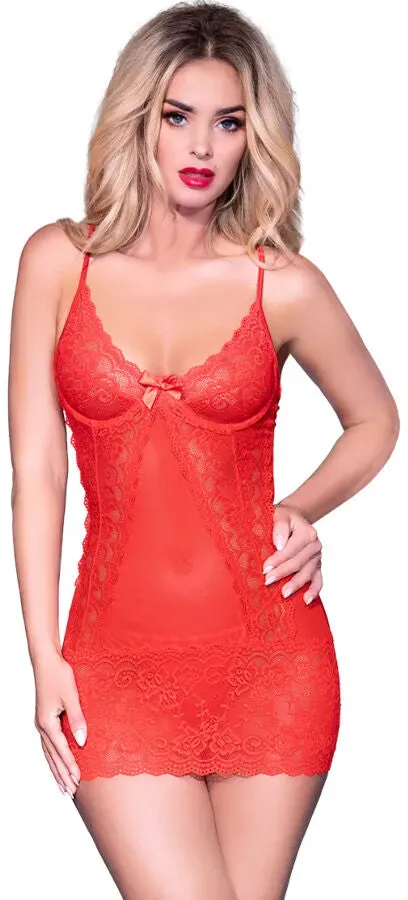 CHILIROSE  CR 3020 Babydoll & Tanga - Rot / S/M