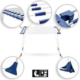 BigDean Teleskop Wäscheständer für Bettwäsche 20m ausziehbar ohne störende Querstrebe - Flügelwäscheständer Wäschetrockner Ständer XXL mit Rollen