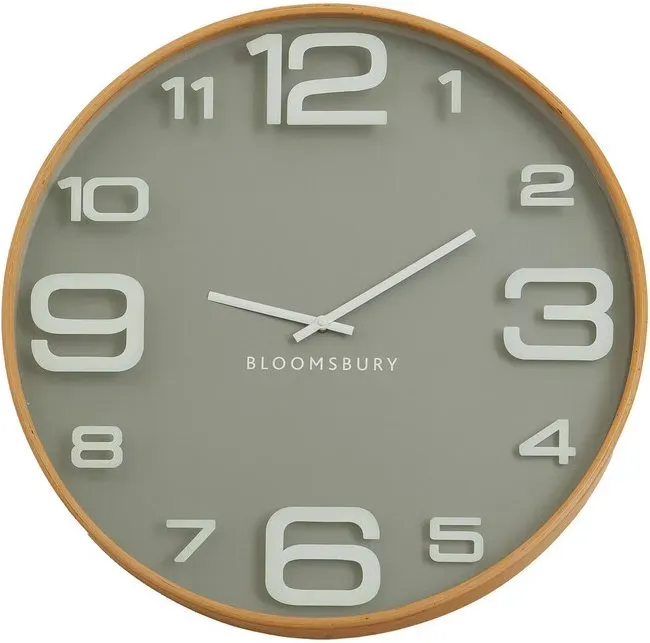 Premier Housewares Große Wanduhr aus Holz, rund, 60 cm, Grau & Natur, mit Glaspaneel, zweifarbige Ausführung