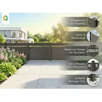prestige home living outdoor WPC-Sichtschutzzaun 9,1 x 1,3 m Grau