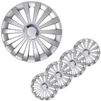 Radkappen 14 Zoll 4er Set Silber Radzierblenden in Chrom Radblenden für Stahlfelgen