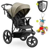 hauck Buggy & Jogger Runner 3 (mit großen Luftreifen) - inkl. XXL Zubehörpaket & Spieltier Klipp Klapp Pferd - Olive