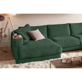 KAWOLA Wohnlandschaft U-Form Madeline Cord Longchair links smaragd