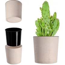 Kadax Blumentopf mit Holzspänen, eleganter Übertopf mit Einlage, Topf, Gartenschale, Blumenkübel, Blumentopfschutz für Wohnzimmer, Büro (⌀ 25cm, Creme)