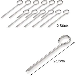 Edelstahl Spieße für Fleisch und Gemüse - 12er Set - 25,5cm lang