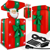 Kesser KESSER® Aufblasbarer Weihnachtsmann Geschenk Nikolaus 152cm Groß Springt-aus-der-Box Weihnachten LED Beleuchtet Deko inkl. Befestigungsmaterial Weihnachtsdekoration Weihnachtsdeko