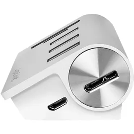 Logilink CR0045 3+2 Port USB 3.0 Hub (3-Port) mit Kartenleser für SD - Micro-SD Speicherkarten, Aluminiumgehäuse, mit eingebautem SD-Kartenleser Silber
