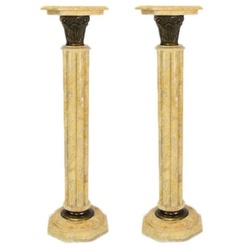 Casa Padrino Barock Marmor Säulen Set Creme Höhe - Marmor Säule (2 Stk)