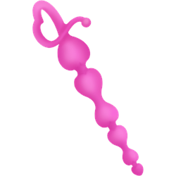 Herz-Analkette aus Silikon, 18 cm, neon-pink