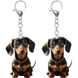 2 Stück Langohr-Hundeautoanhänger, Acrylanhänger, Süße Hundeanhänger, Dackel-Sch