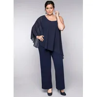 Sheego Jumpsuit SHEEGO, Damen, Gr. 52, Normalgrößen, blau (marine),